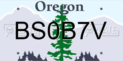 BS0B7V Oregon License Plate