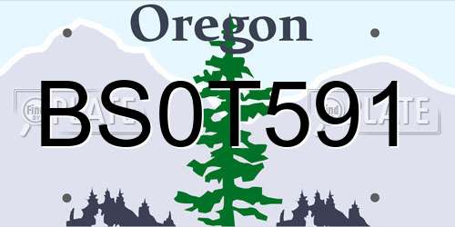 BS0T591 Oregon License Plate