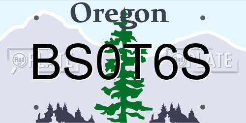 BS0T6S Oregon License Plate