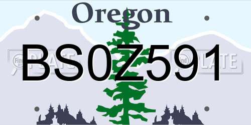 BS0Z591 Oregon License Plate