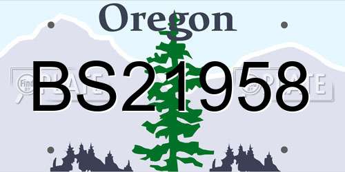 BS21958 Oregon License Plate