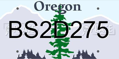 BS2D275 Oregon License Plate