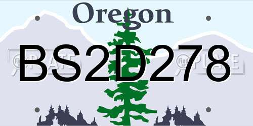 BS2D278 Oregon License Plate
