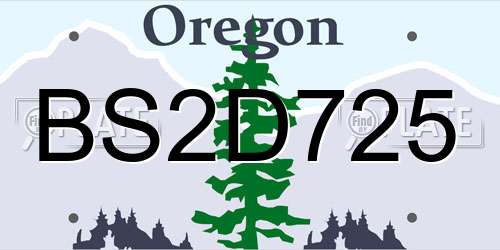 BS2D725 Oregon License Plate
