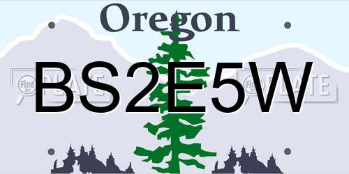 BS2E5W Oregon License Plate
