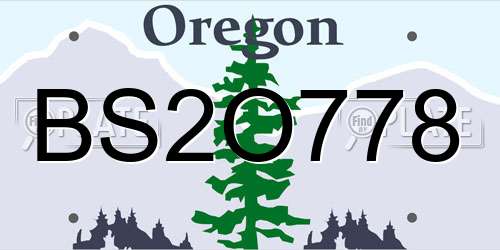 BS2O778 Oregon License Plate
