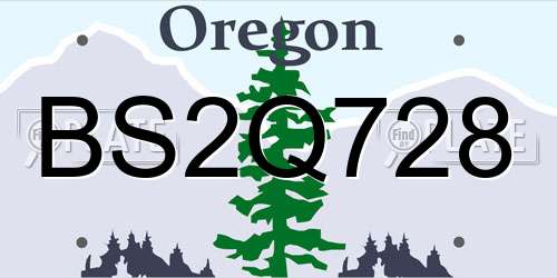 BS2Q728 Oregon License Plate