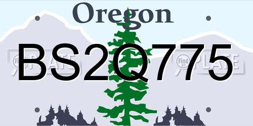 BS2Q775 Oregon License Plate