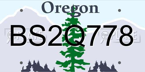BS2Q778 Oregon License Plate