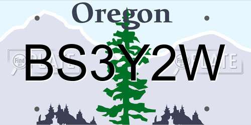 BS3Y2W Oregon License Plate