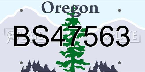 BS47563 Oregon License Plate
