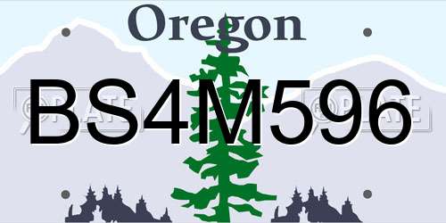 BS4M596 Oregon License Plate