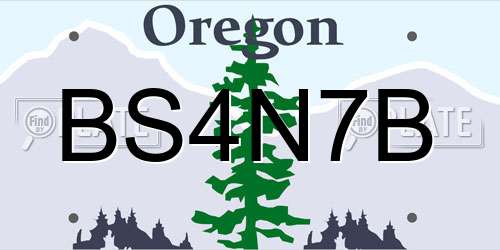 BS4N7B Oregon License Plate