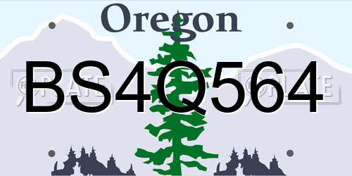 BS4Q564 Oregon License Plate