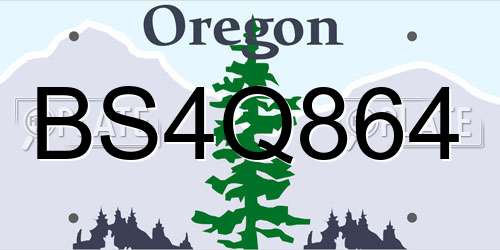 BS4Q864 Oregon License Plate