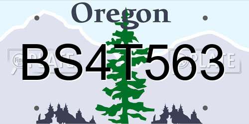 BS4T563 Oregon License Plate