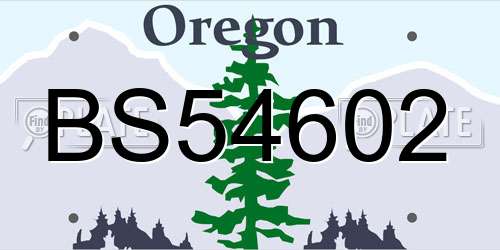 BS54602 Oregon License Plate