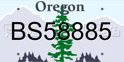 BS58885 Oregon License Plate