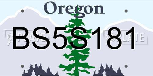 BS5S181 Oregon License Plate