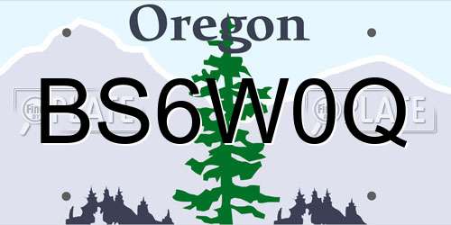 BS6W0Q Oregon License Plate