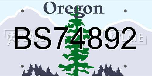 BS74892 Oregon License Plate