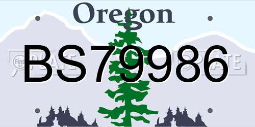 BS79986 Oregon License Plate