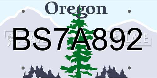 BS7A892 Oregon License Plate