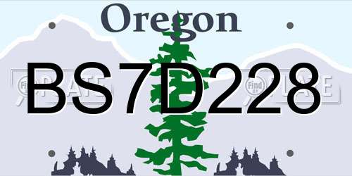 BS7D228 Oregon License Plate