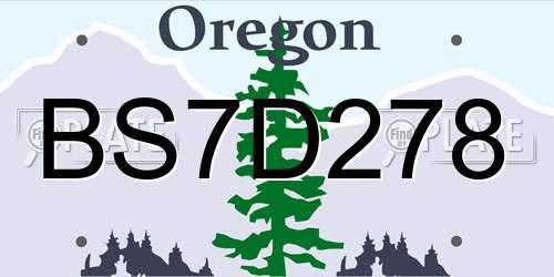 BS7D278 Oregon License Plate