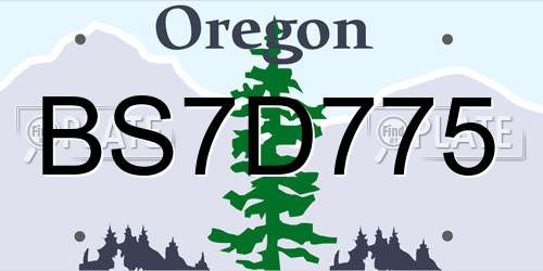 BS7D775 Oregon License Plate