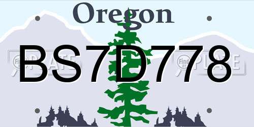 BS7D778 Oregon License Plate