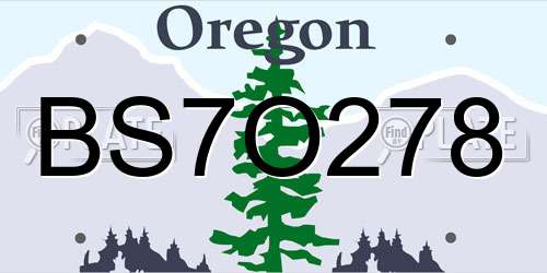 BS7O278 Oregon License Plate