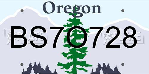 BS7O728 Oregon License Plate
