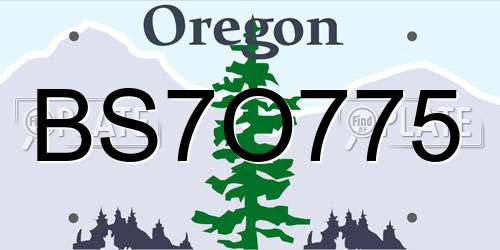 BS7O775 Oregon License Plate