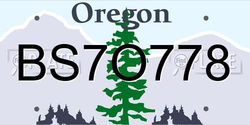 BS7O778 Oregon License Plate