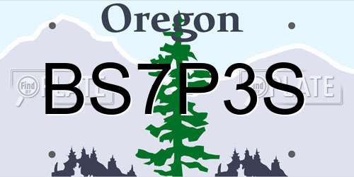BS7P3S Oregon License Plate