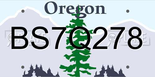 BS7Q278 Oregon License Plate