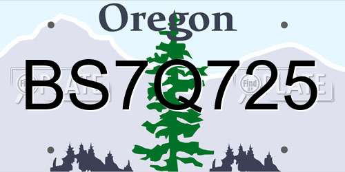BS7Q725 Oregon License Plate