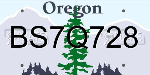 BS7Q728 Oregon License Plate