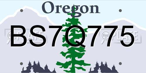 BS7Q775 Oregon License Plate
