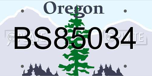 BS85034 Oregon License Plate
