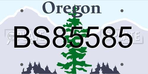 BS85585 Oregon License Plate