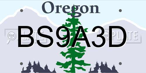BS9A3D Oregon License Plate