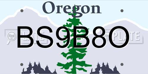 BS9B8O Oregon License Plate