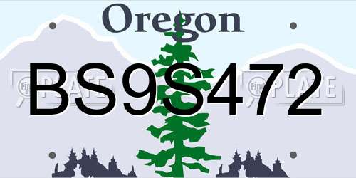 BS9S472 Oregon License Plate