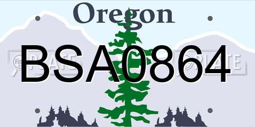 BSA0864 Oregon License Plate