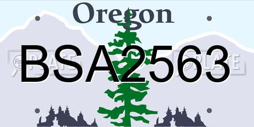 BSA2563 Oregon License Plate