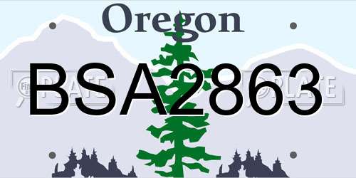 BSA2863 Oregon License Plate