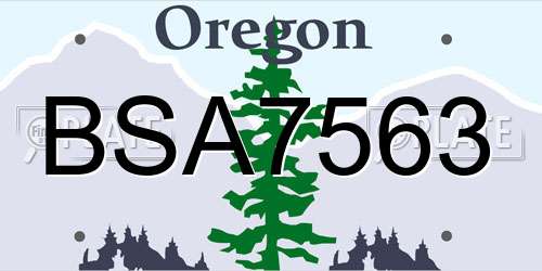 BSA7563 Oregon License Plate