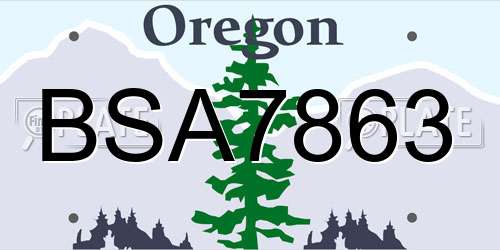 BSA7863 Oregon License Plate